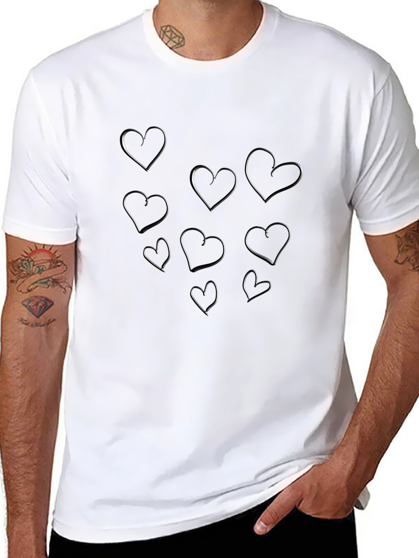 Black Hearts Graphic Tee - Black view 8