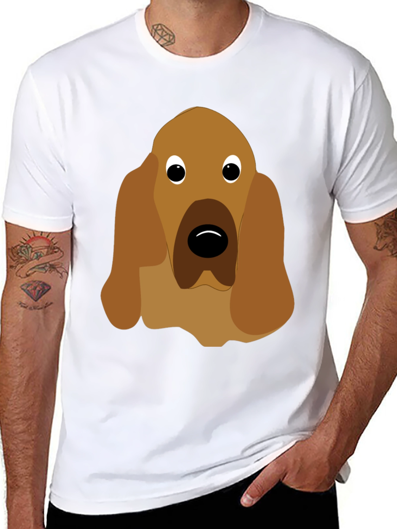 Black Dog Face Graphic Tee - Unisex Black T-Shirt view 8
