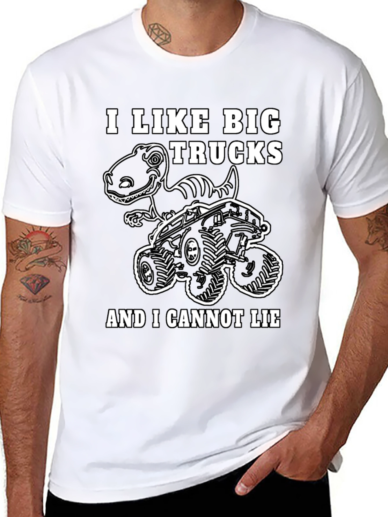 Black Big Trucks and Dinosaurs T-Shirt view 8