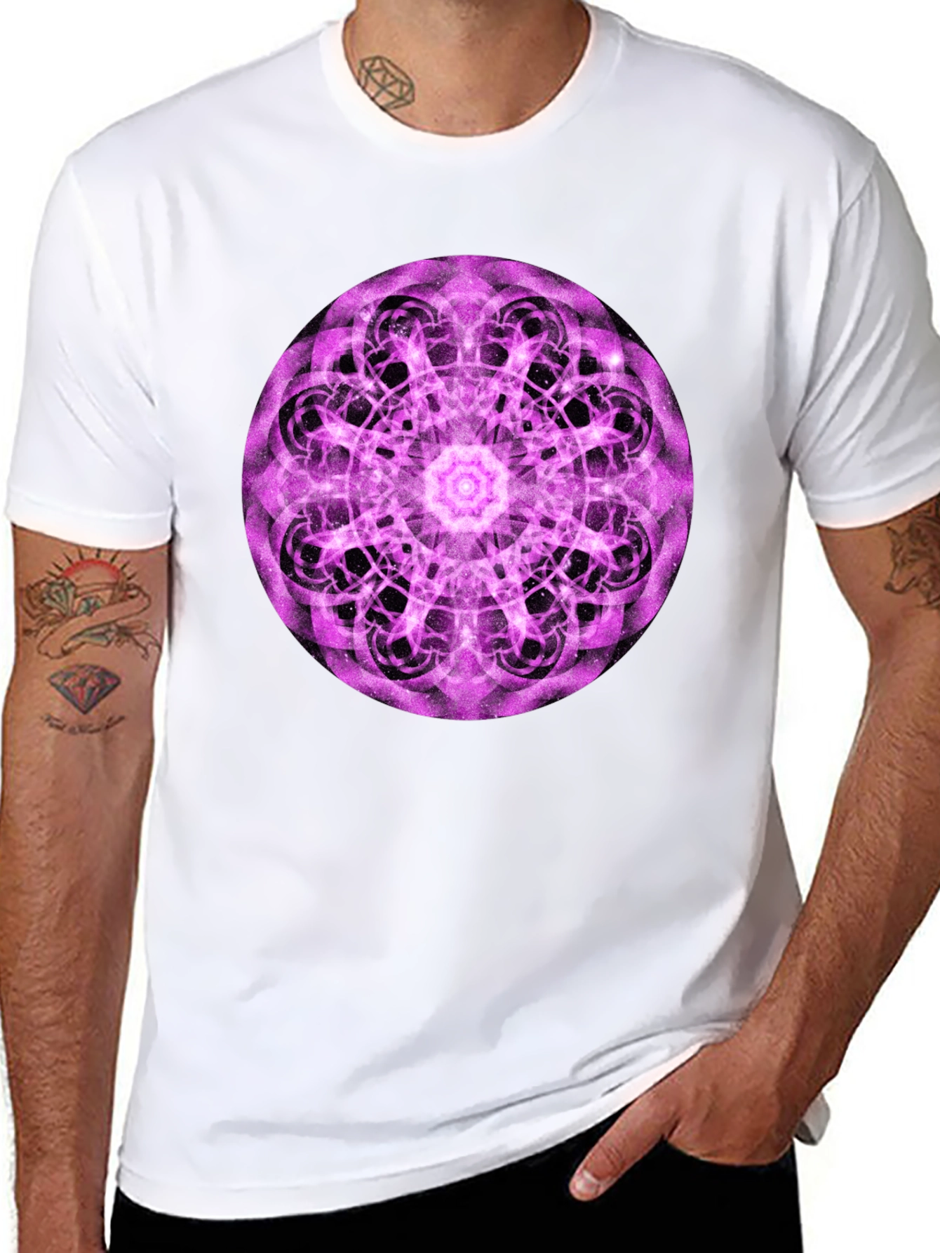 Black Mystic Mandala Black T-Shirt view 8