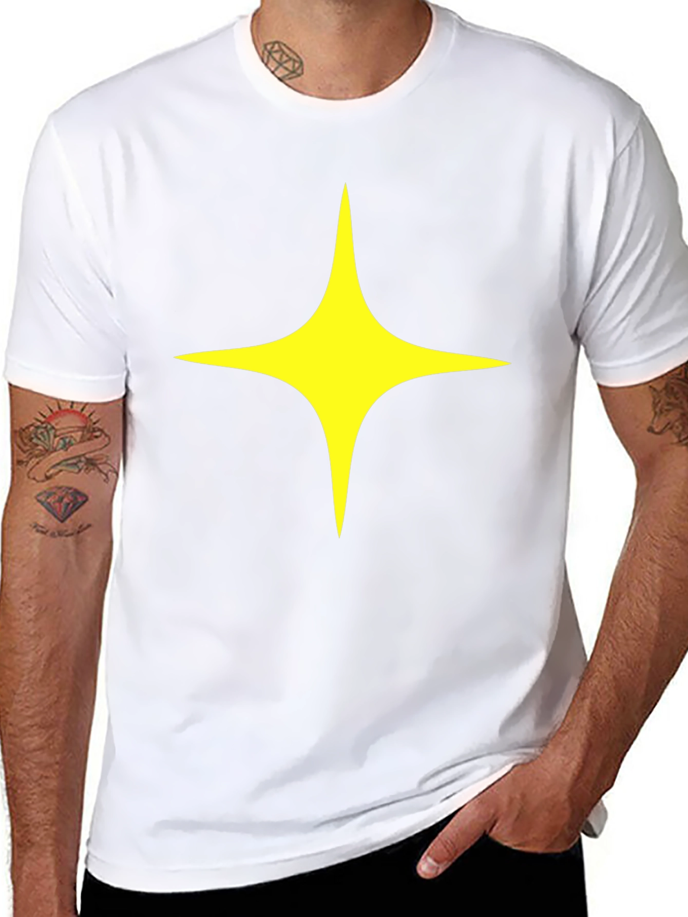 Black Black T-Shirt with Yellow Star Design view 8