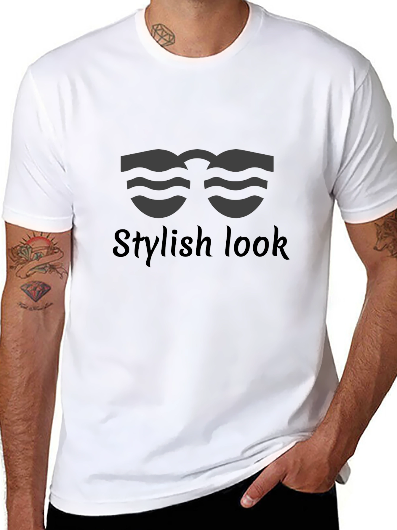 Black Stylish Look Graphic Tee - Men's Black T-Shirt view 8