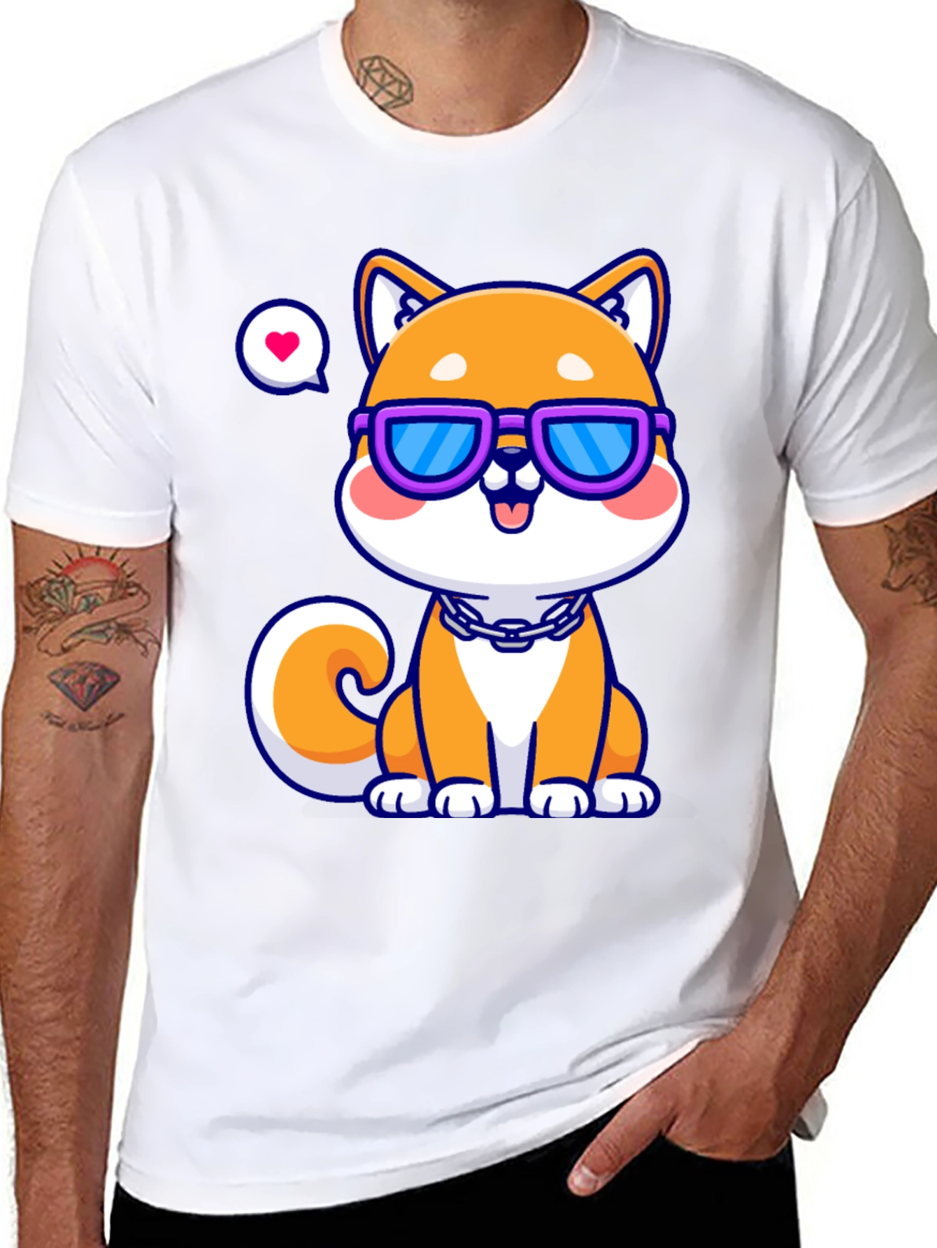 Black Cool Shiba Inu T-Shirt - Unisex view 8