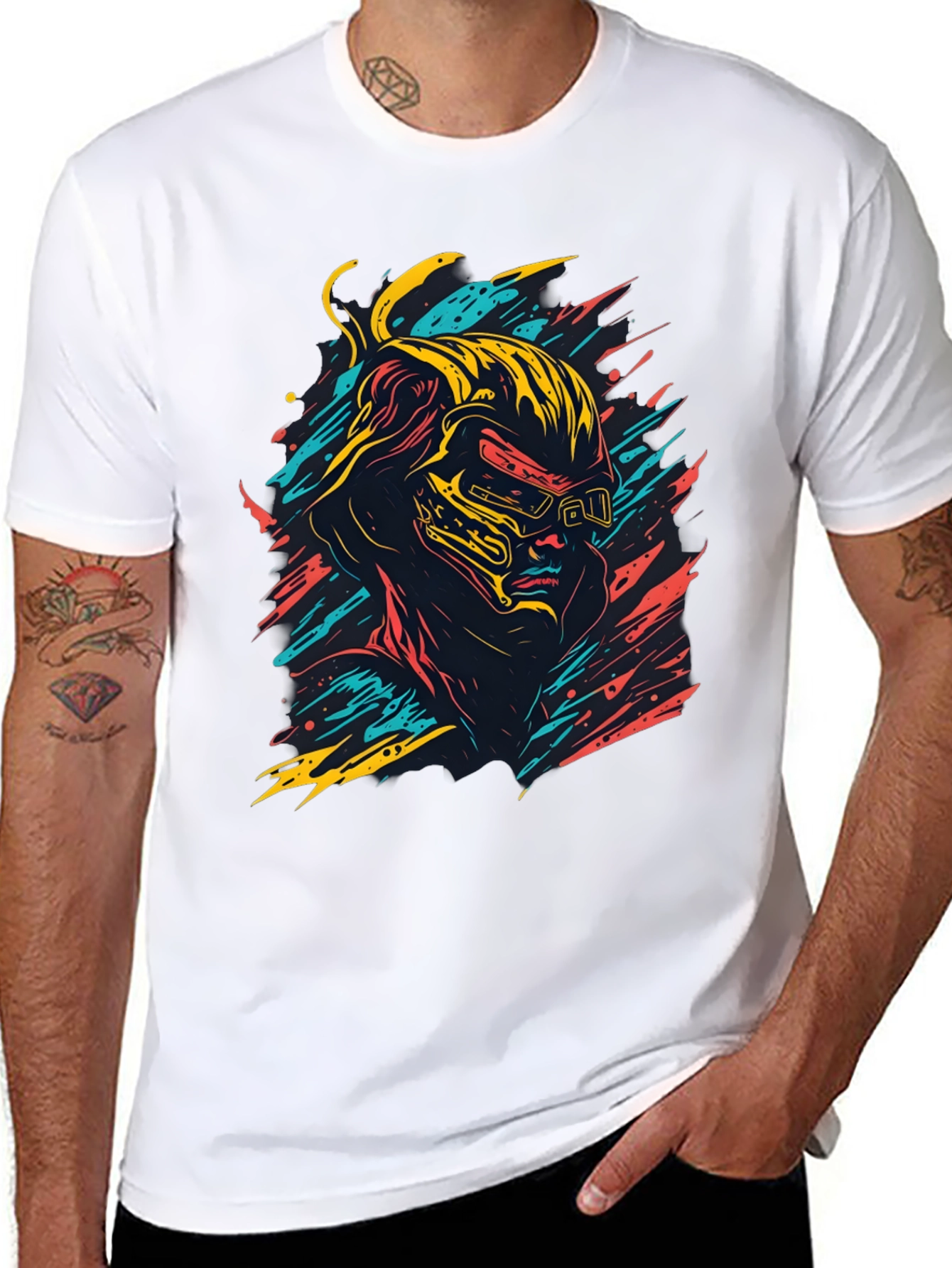 Black Cyberpunk Graphic Tee - Cool Retro Gamer Style Shirt view 8