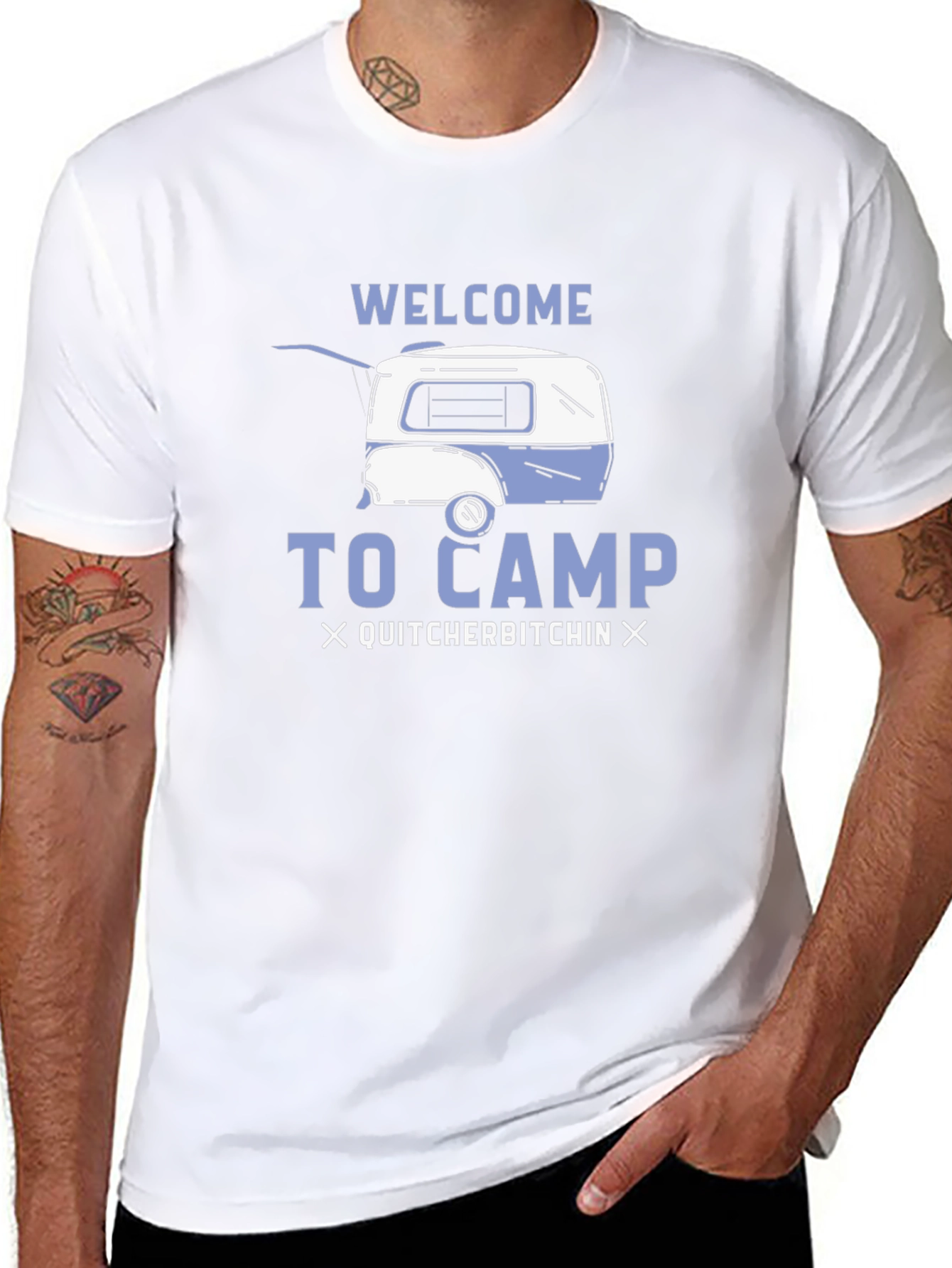 Black Welcome to Camp Novelty Graphic T-Shirt view 8