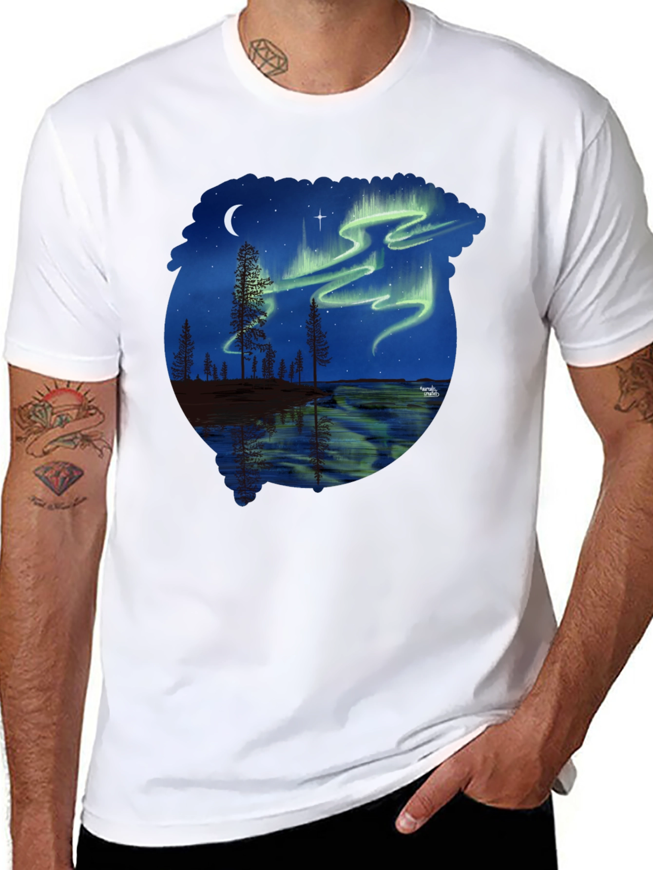 Black Aurora Borealis Graphic Tee - Nature Lover's T-Shirt view 8