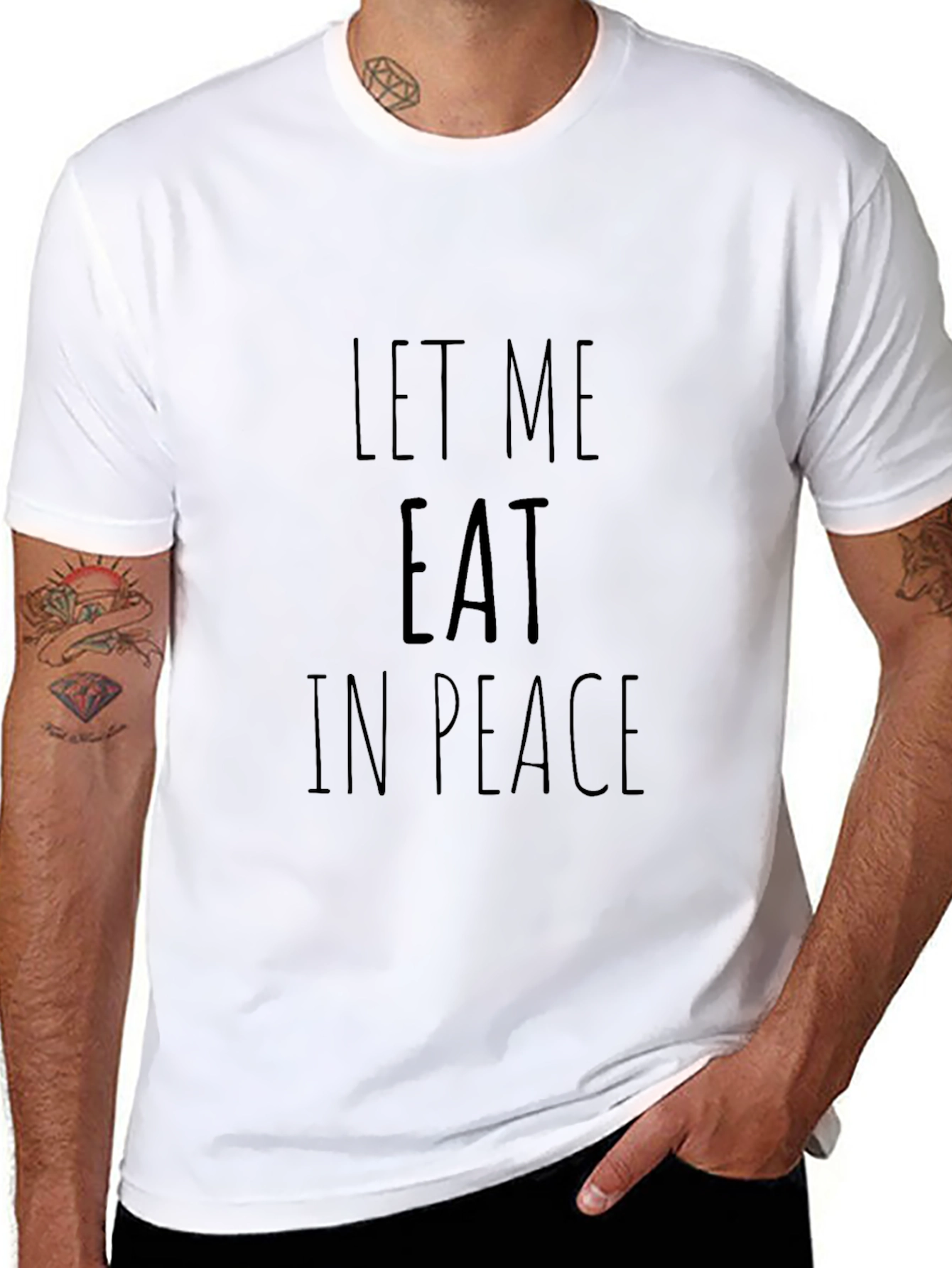 Black Let Me Eat In Peace Funny T-Shirt view 8