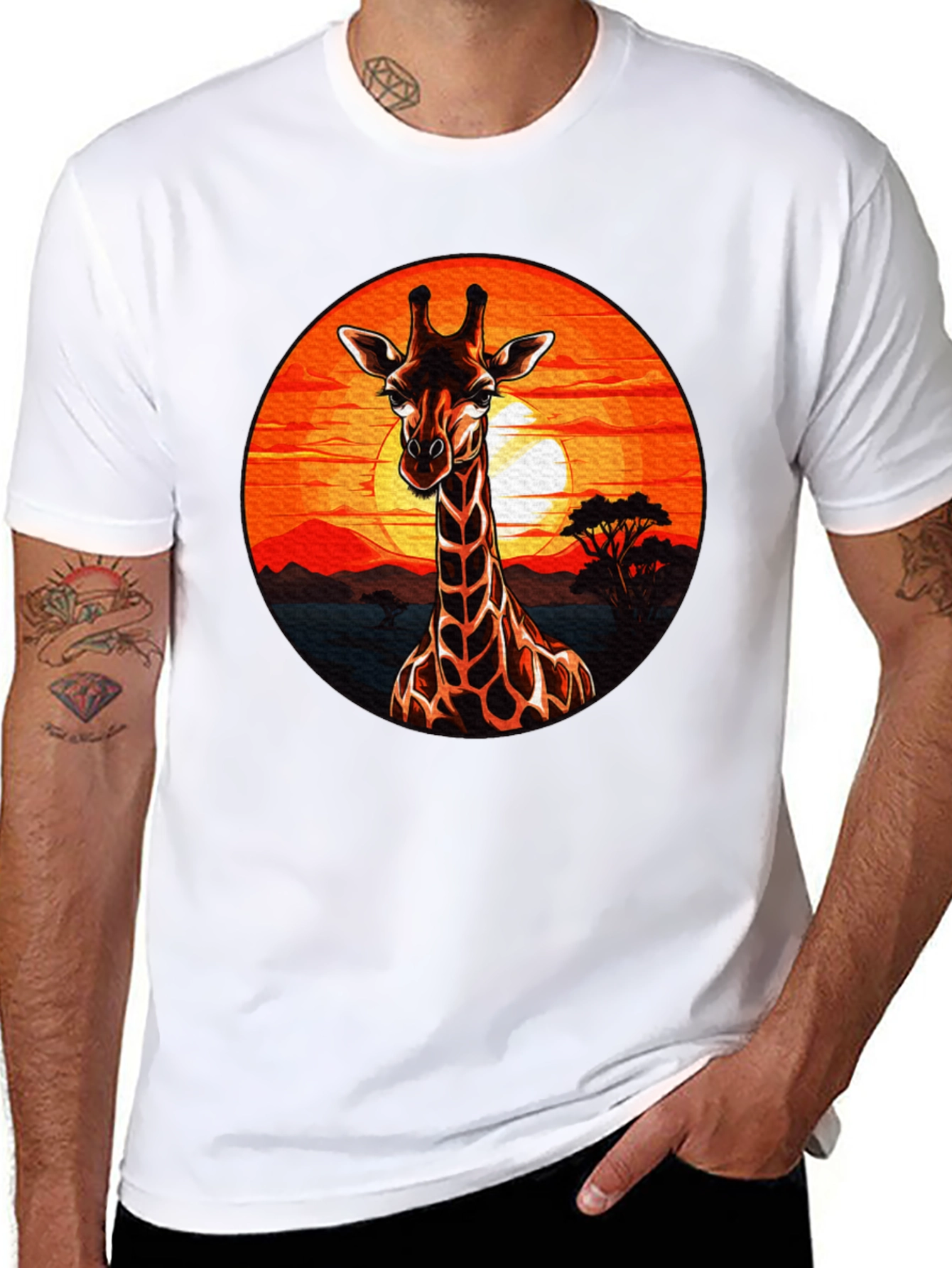 Black Giraffe Sunset Graphic Tee - Safari Style view 8