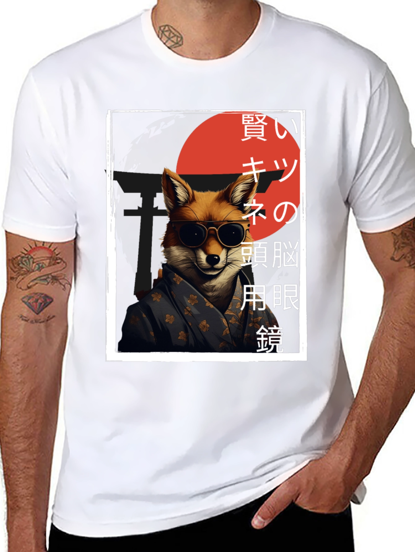 Black Cool Fox Graphic Tee - Japanese Inspired Streetwear view 8
