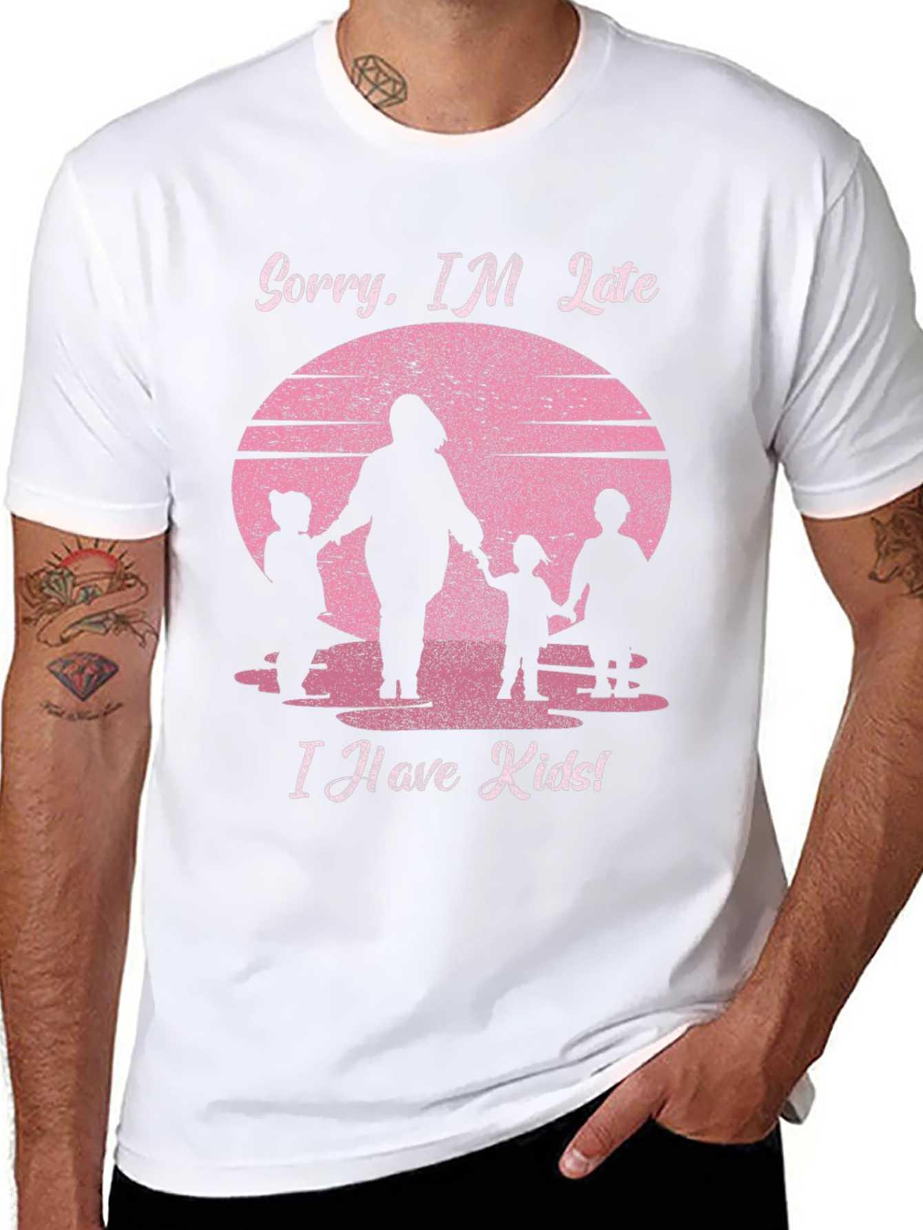 Black Sorry I'm Late I Have Kids T-Shirt view 8