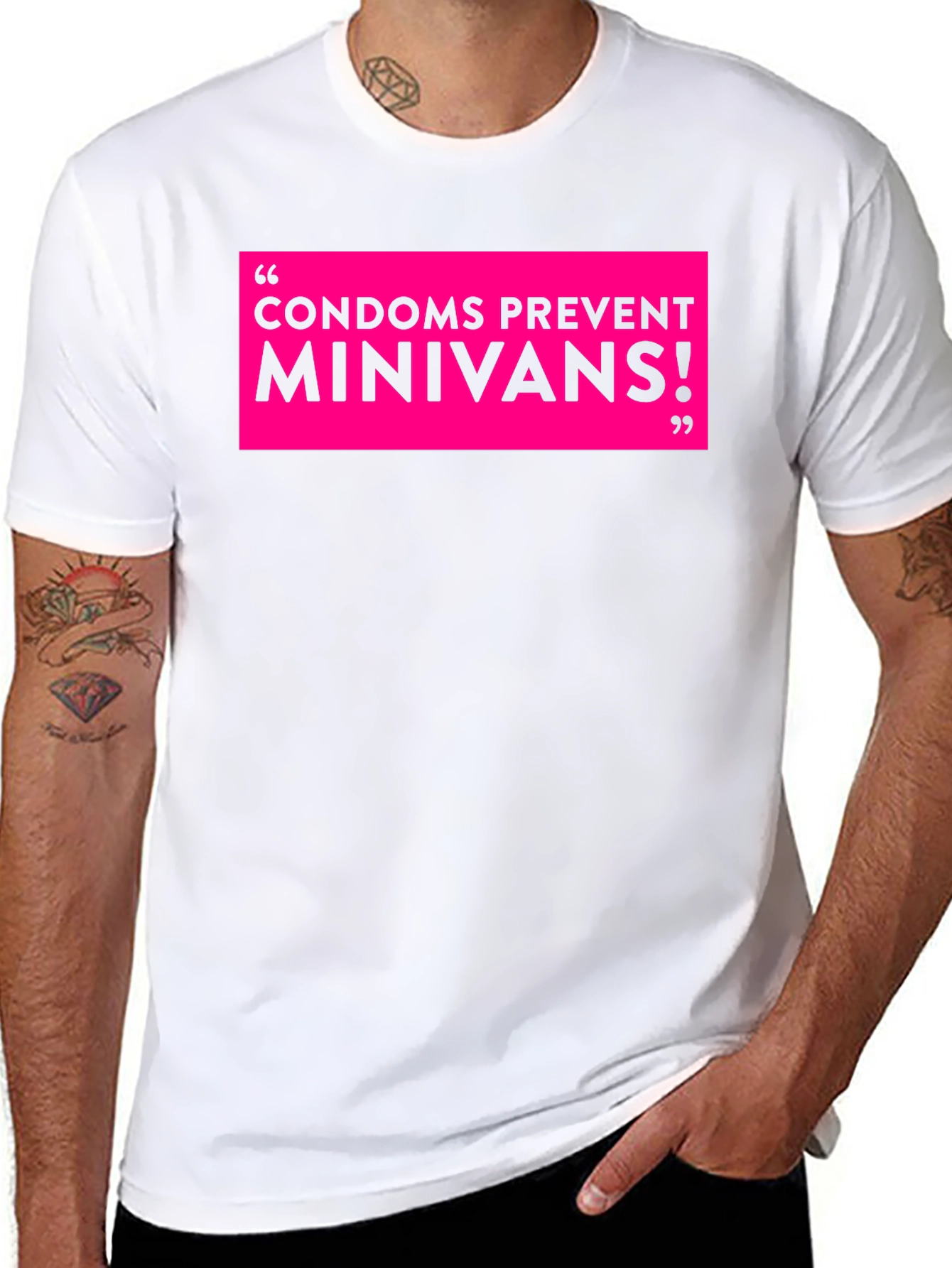 Black Funny Condoms Prevent Minivans Graphic Tee view 8