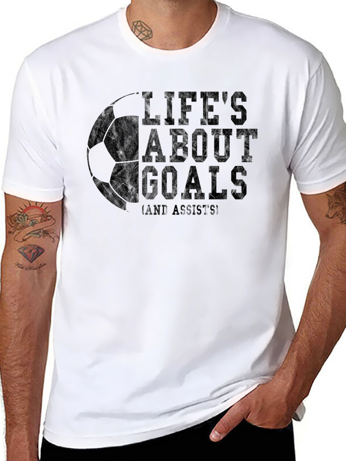 Black Life's About Goals T-Shirt - Soccer Fan Tee view 8