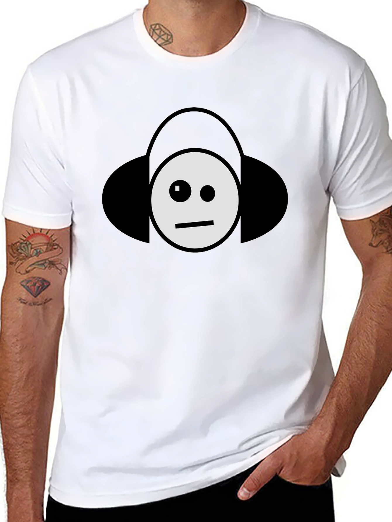 Black Cool DJ Emoji Black T-Shirt view 8