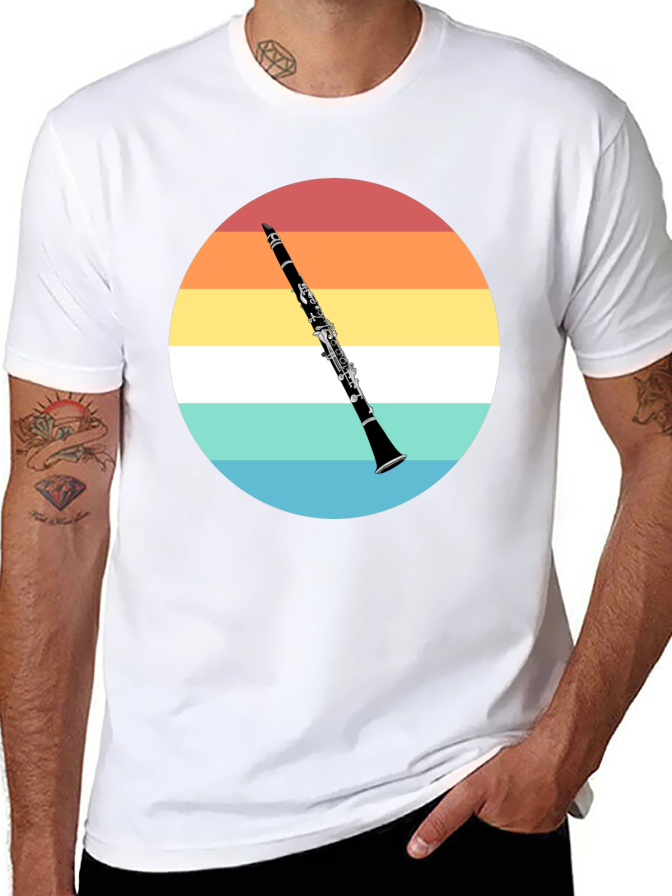 Black Clarinet Sunset T-Shirt - Musician Gift view 8