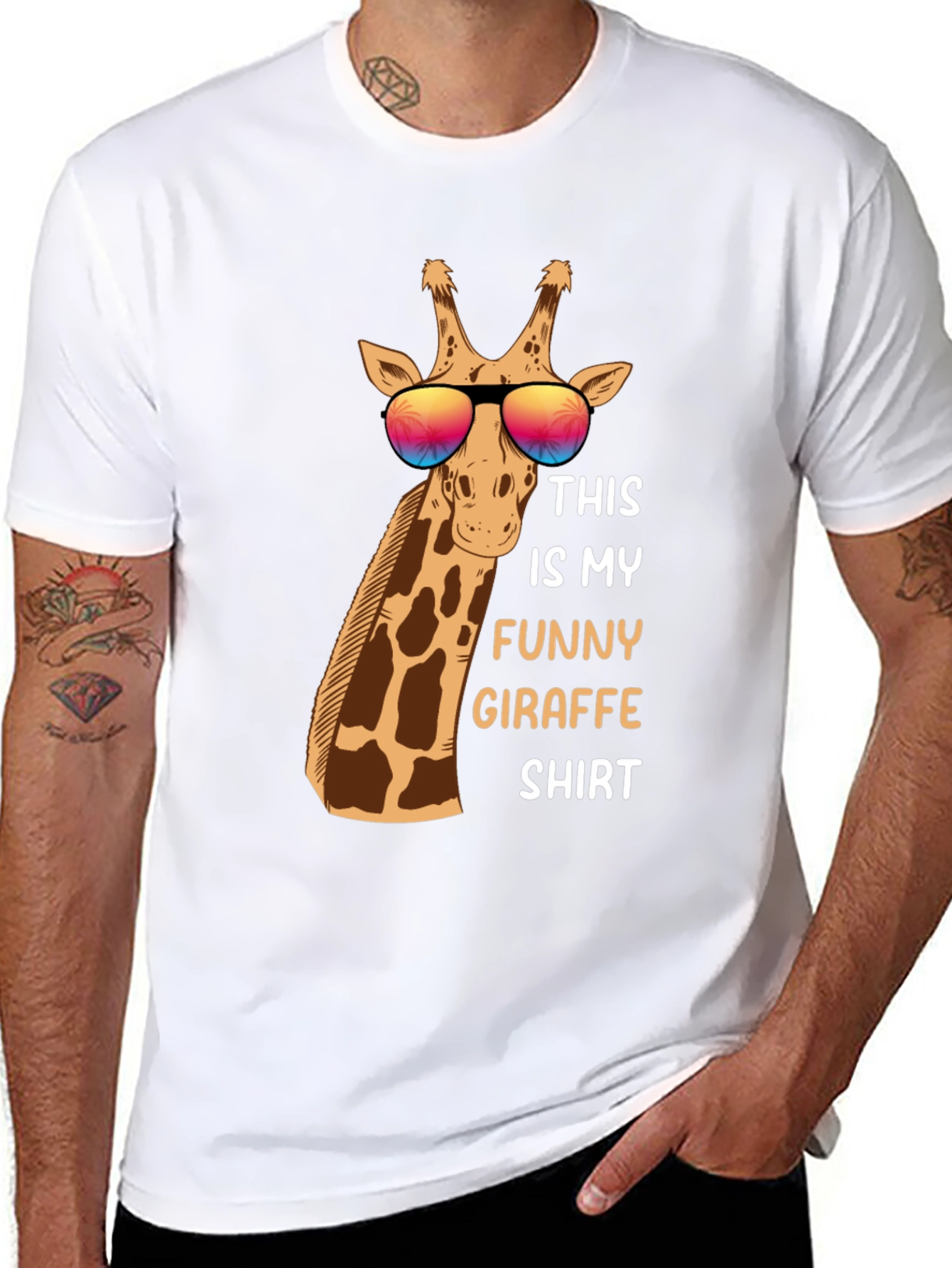 Black Funny Giraffe T-Shirt view 8