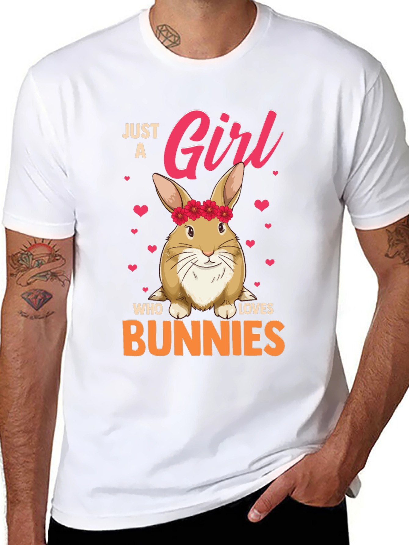 Black Just a Girl Who Loves Bunnies Graphic T-Shirt view 8