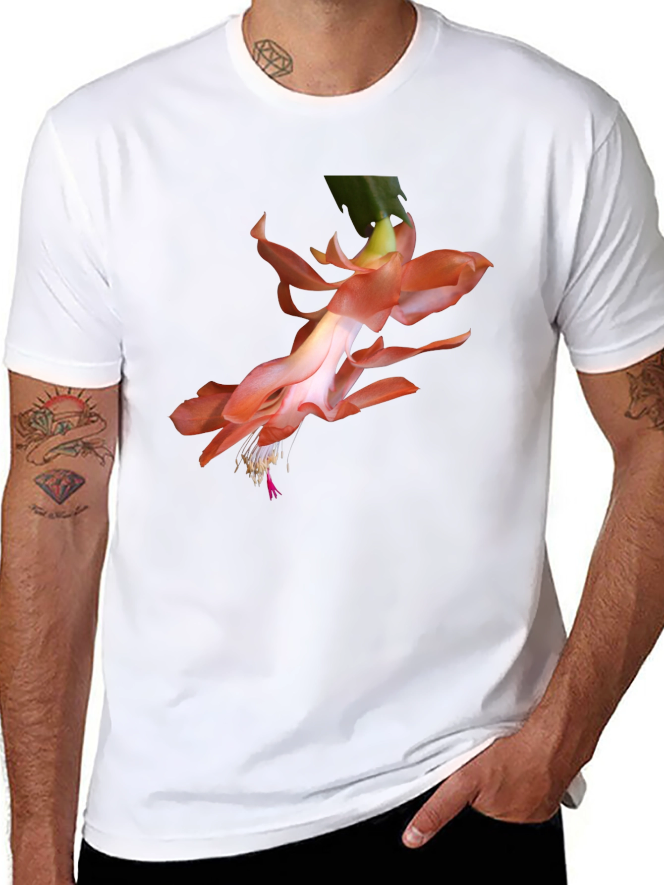 Black Floral Graphic Tee - Black Casual Shirt view 8