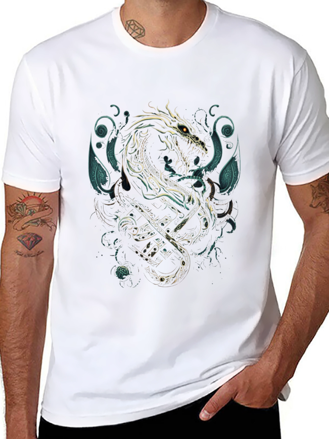 Black Dragon & Anchor Graphic Tee - Black view 8