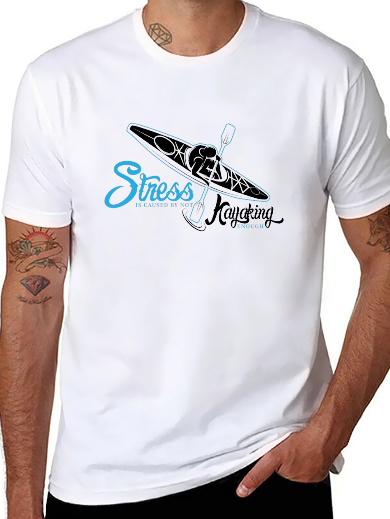 Black Kayaking Stress Relief T-Shirt view 8