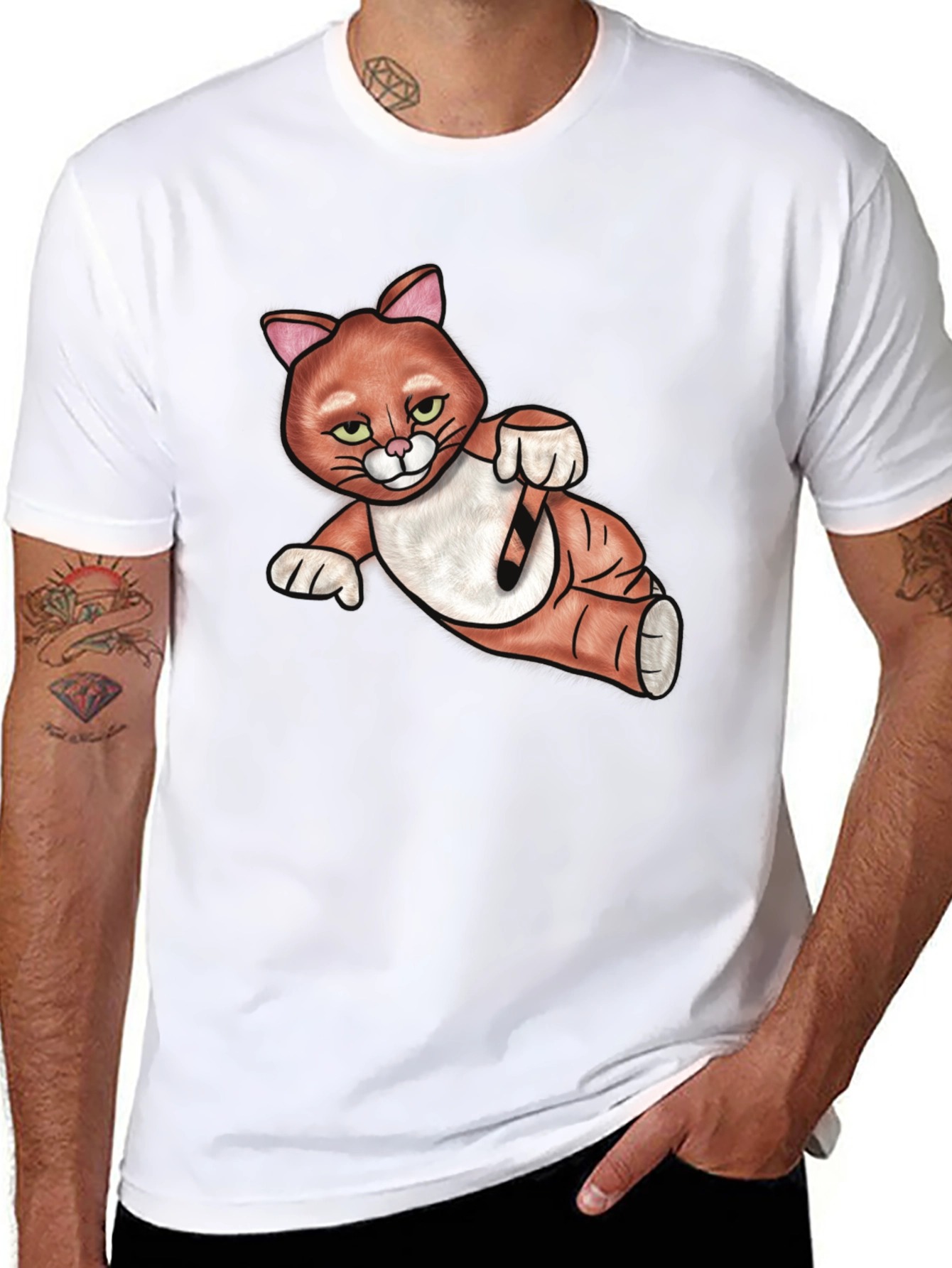 Black Cool Cat Graphic T-Shirt view 8