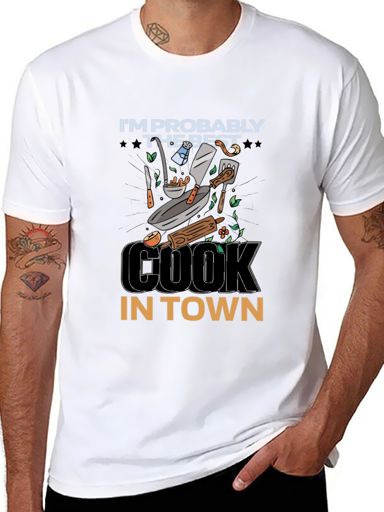 Black Best Cook in Town Graphic T-Shirt - Chef Apparel view 8