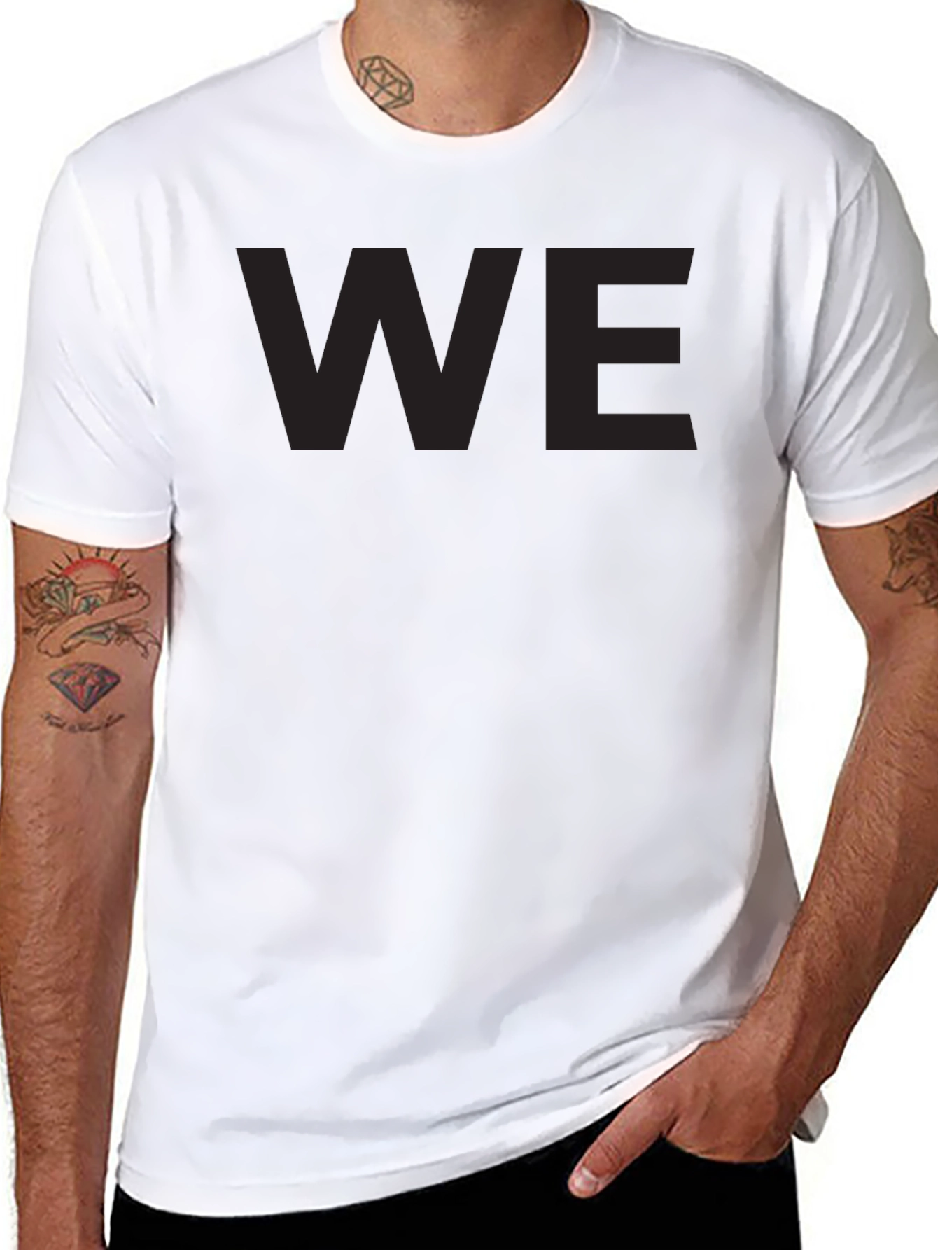 Black Minimalist "WE" Black Crew Neck T-Shirt view 8