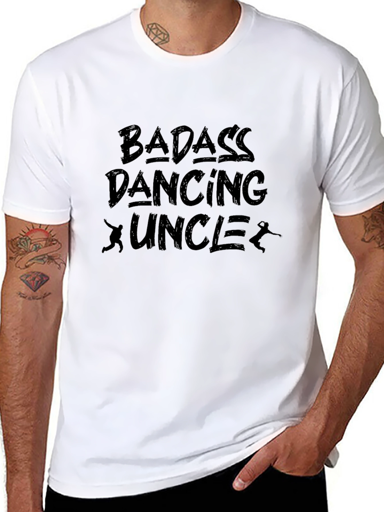 Black Badass Dancing Uncle T-Shirt - Black view 8