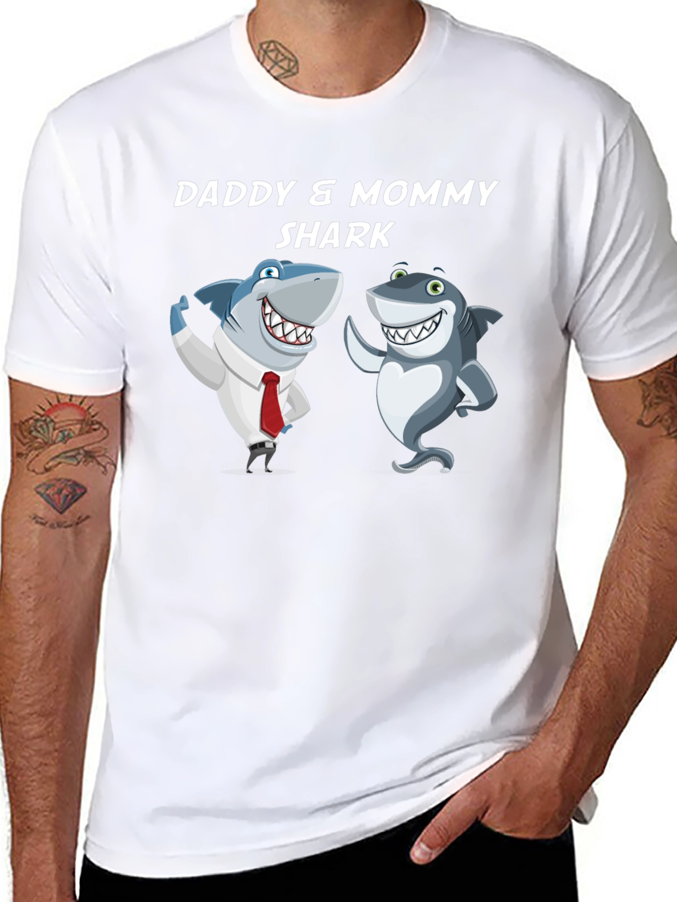 Black Daddy & Mommy Shark T-Shirt - Cute Family Tee view 8