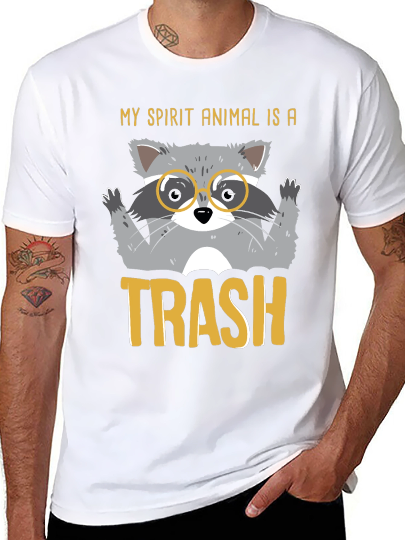 Black My Spirit Animal is Trash Raccoon Graphic T-Shirt view 8