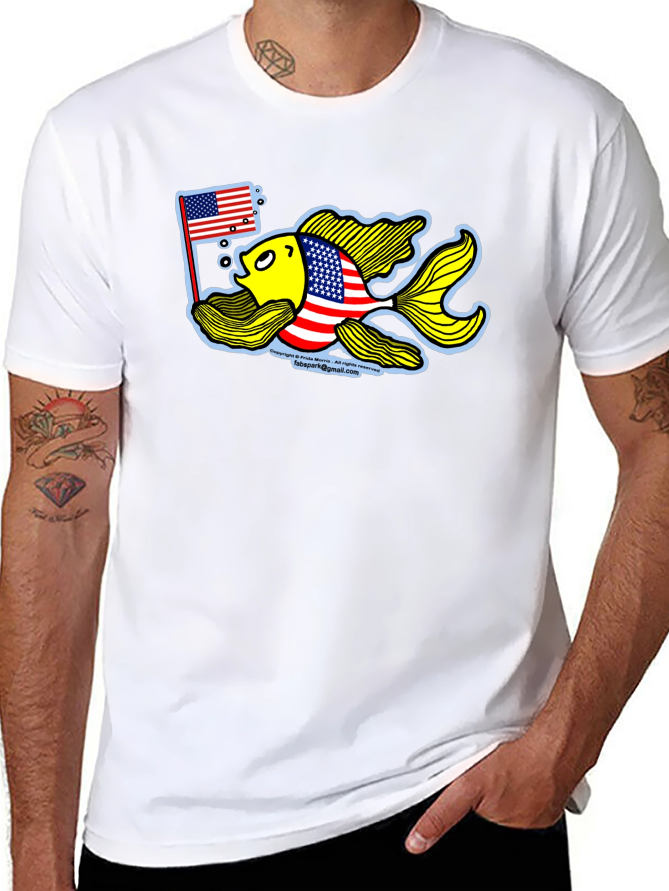 Black Patriotic Goldfish Graphic Tee view 8