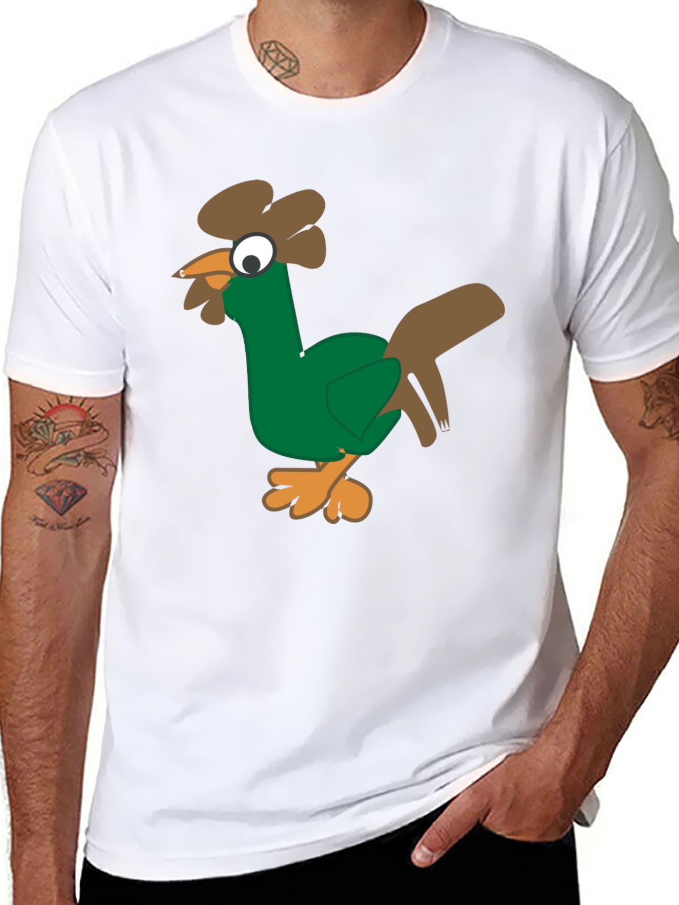 Black Funny Chicken Graphic Tee - Black Cotton T-Shirt view 8
