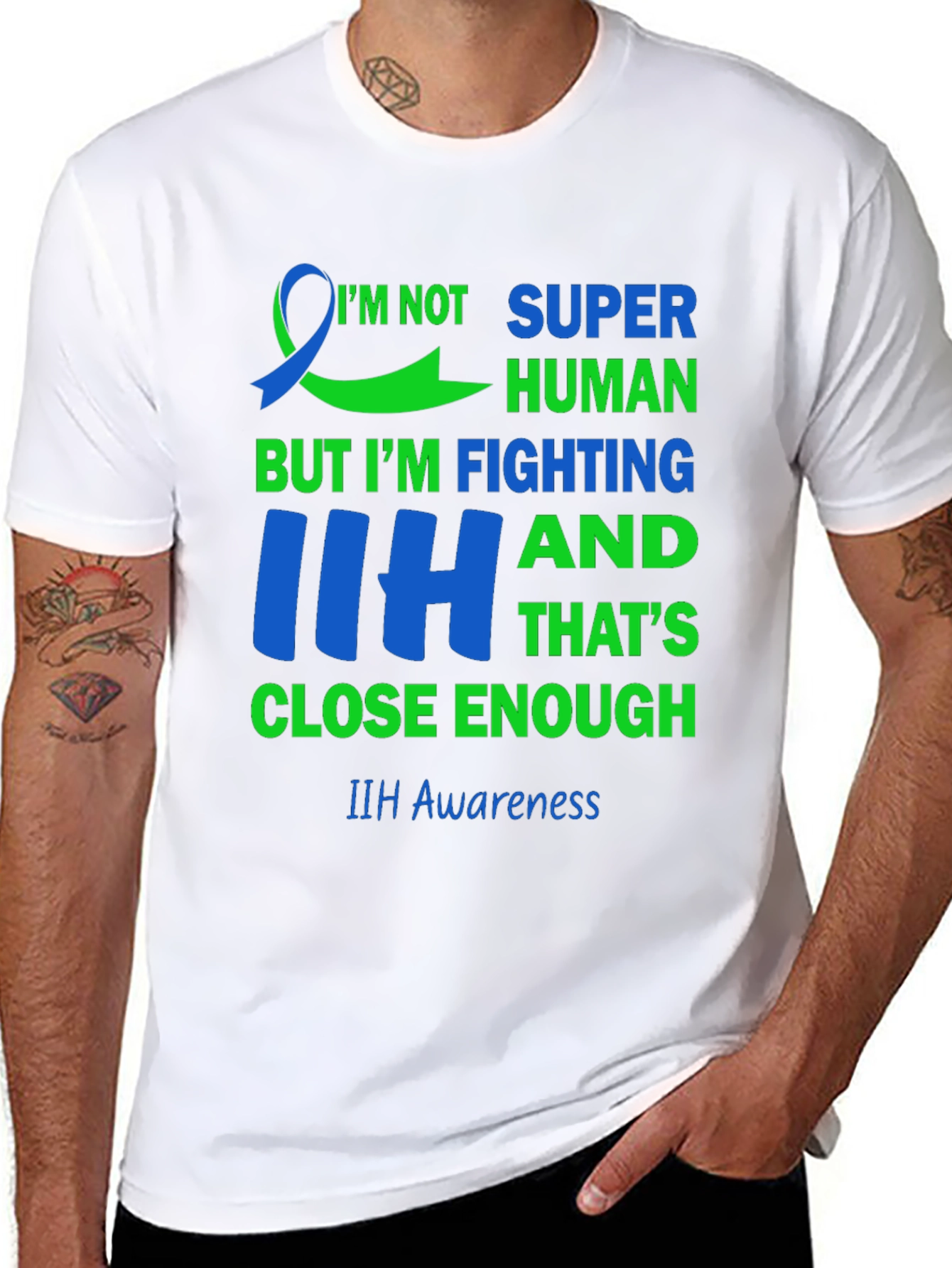 Black IIH Awareness T-Shirt - "Fighting" Design view 8