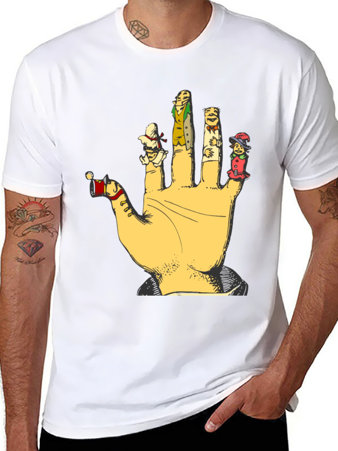 Black Finger Puppets Graphic T-Shirt view 8
