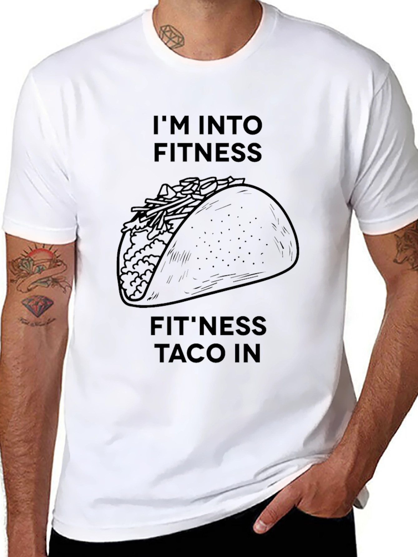 Black Fitness Taco T-Shirt - Humorous Graphic Tee view 8