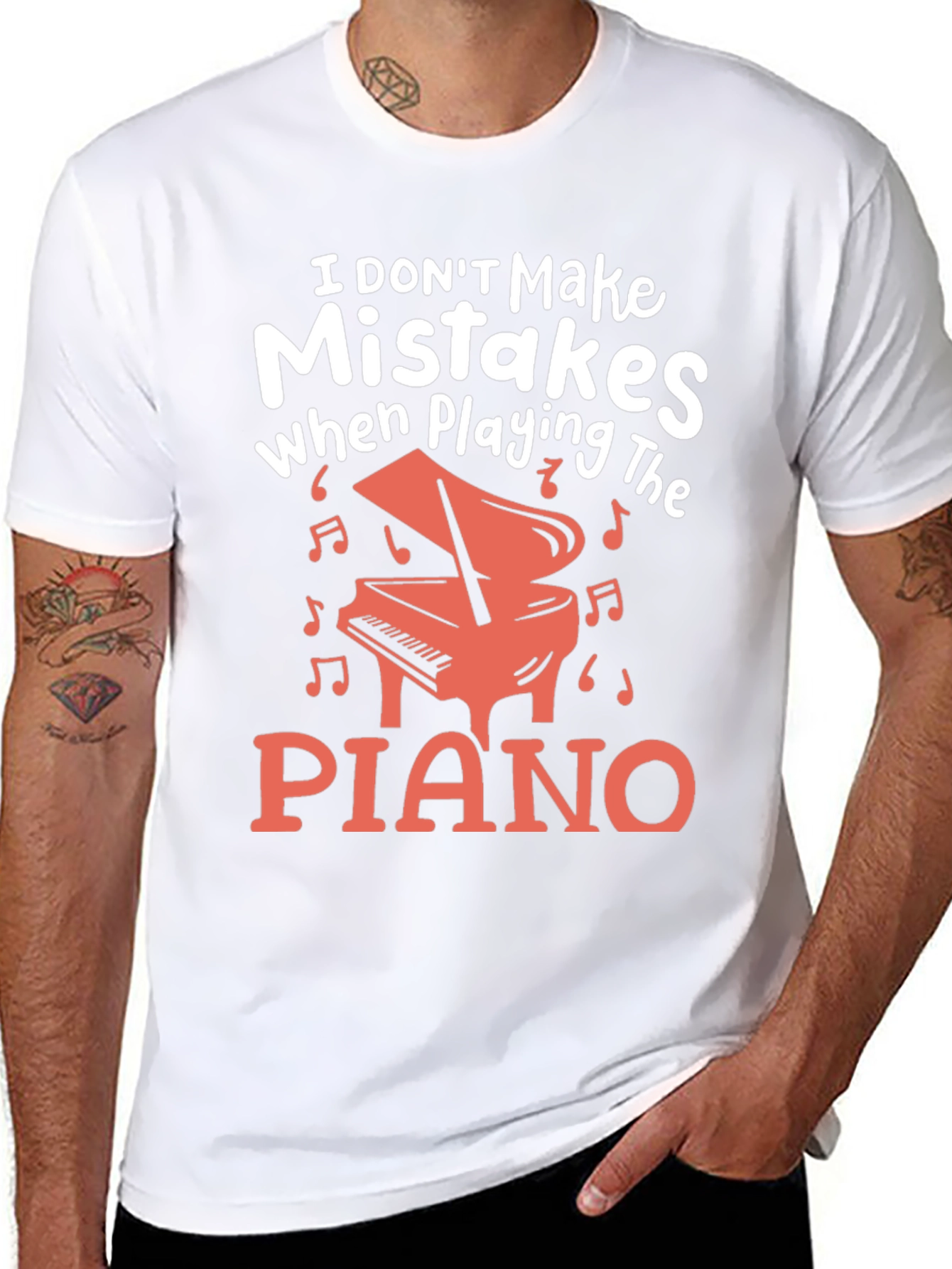 Black Funny Musician T-Shirt: I Don't Make Mistakes When Playing the Piano view 8