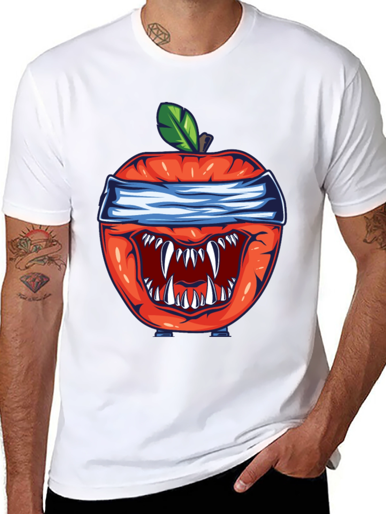 Black Monster Apple Graphic Tee - Unique Design view 8