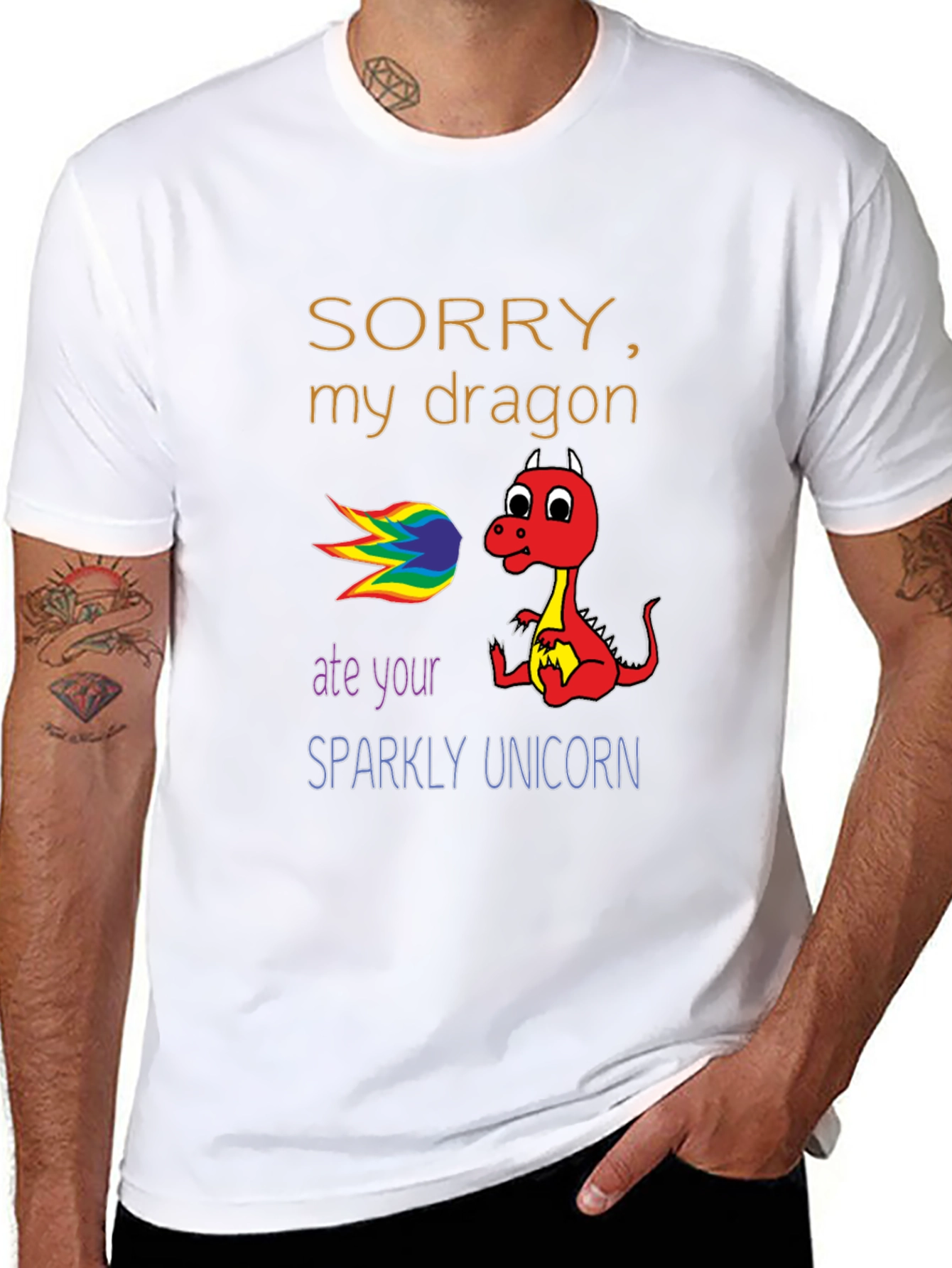 Black Dragon Ate Unicorn T-Shirt, Funny Graphic Tee view 8