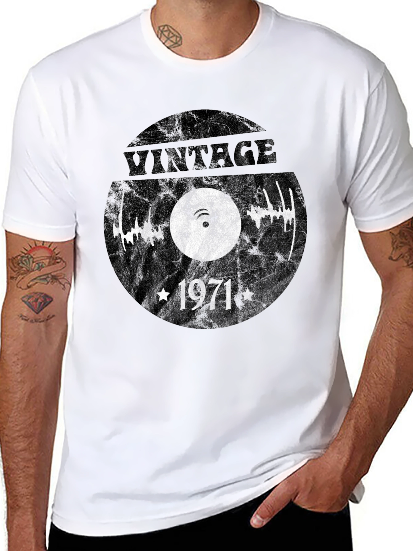 Black Vintage 1971 Record T-Shirt view 8
