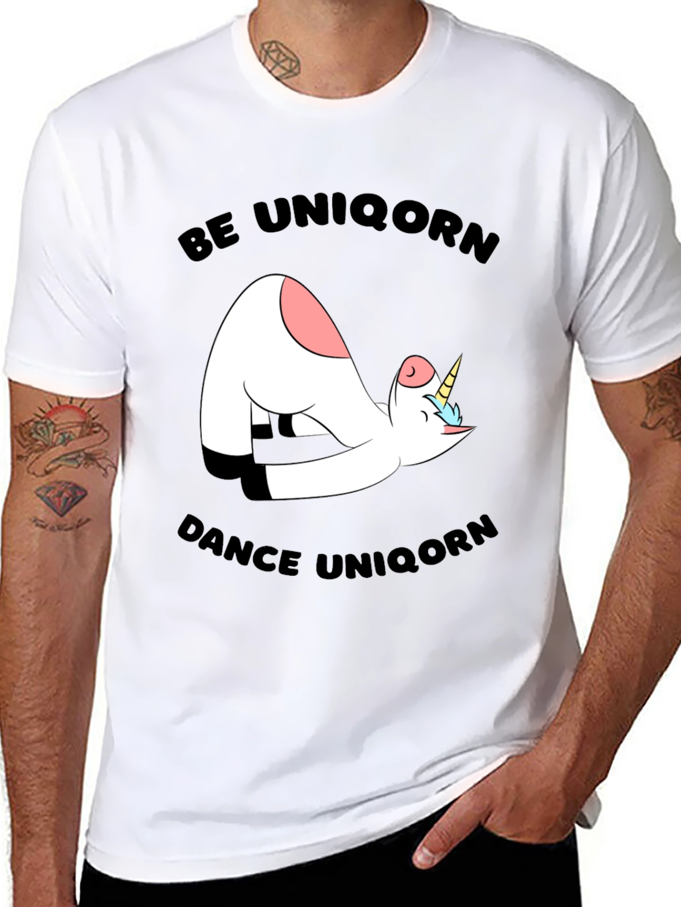 Black Funny Unicorn Yoga Graphic Black T-Shirt view 8