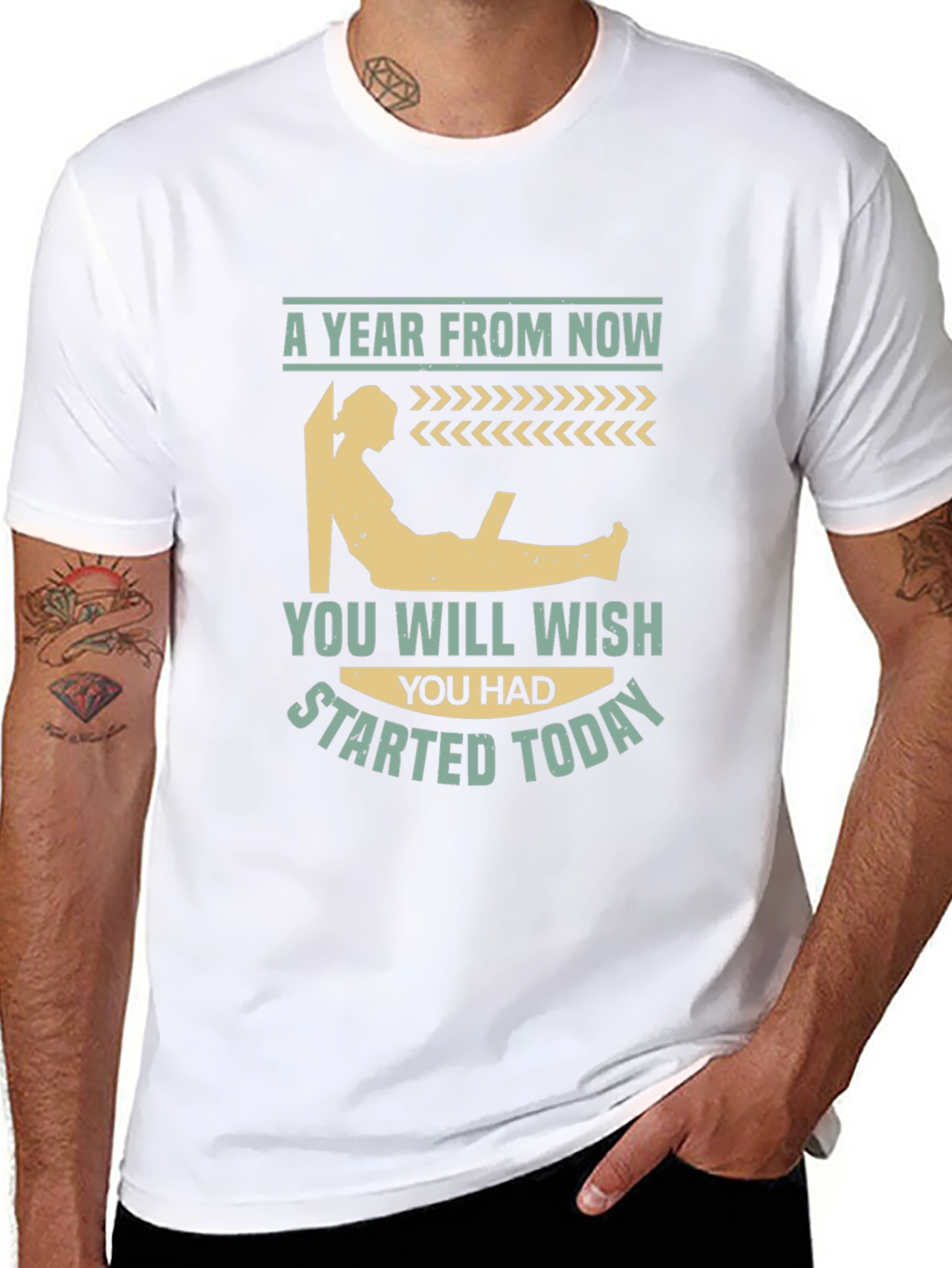 Black Motivational T-Shirt - A Year From Now, Start Today! view 8