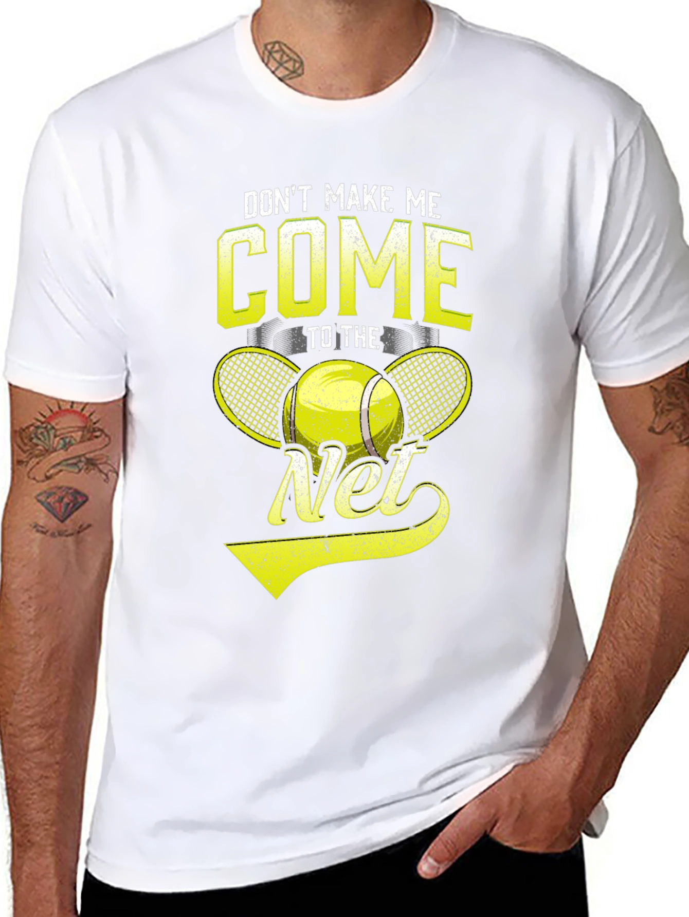 Black Tennis T-Shirt - Don't Make Me Come To The Net view 8