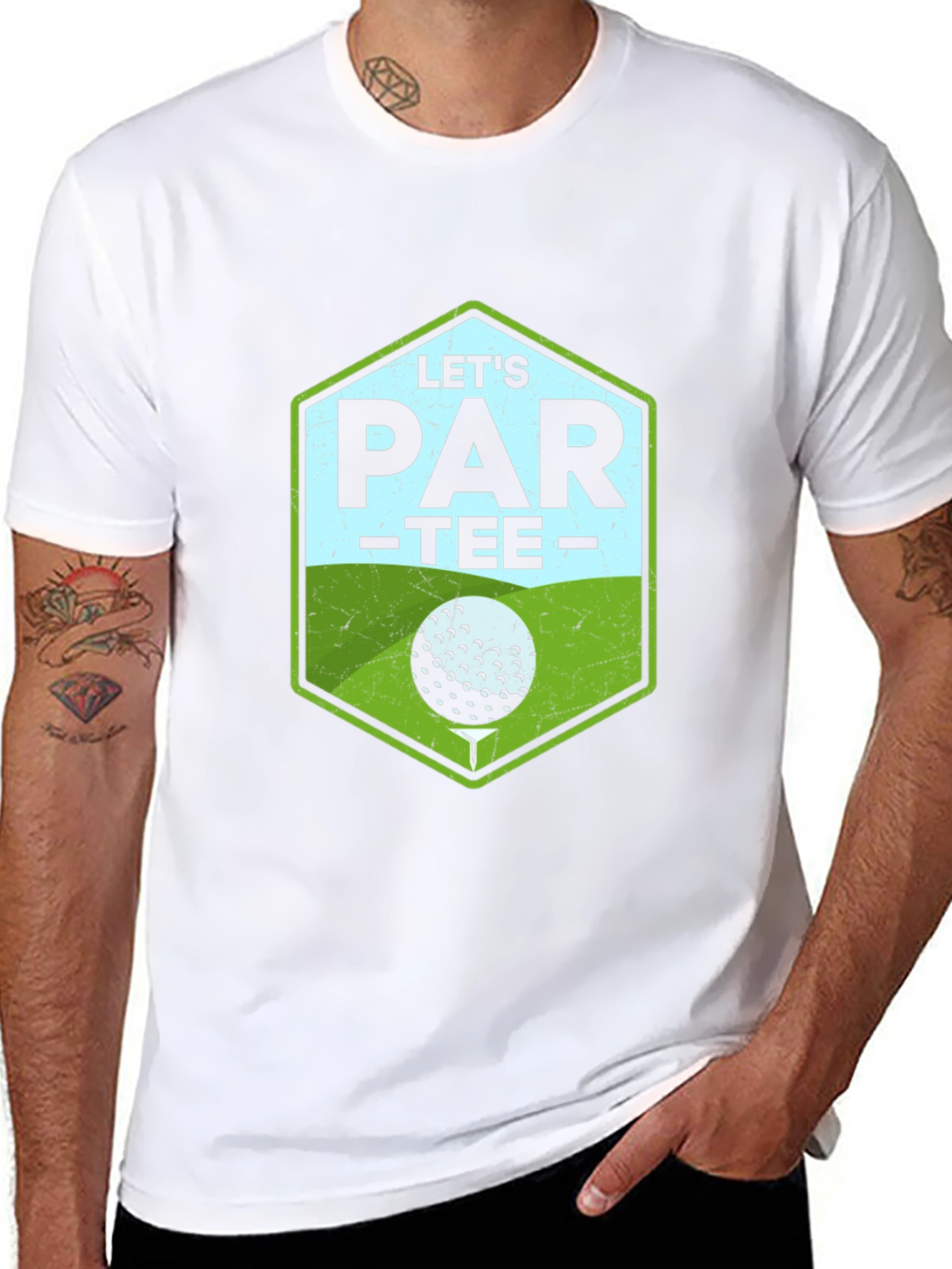 Black Let's Par-Tee Golf T-Shirt - Black Cotton Tee view 8