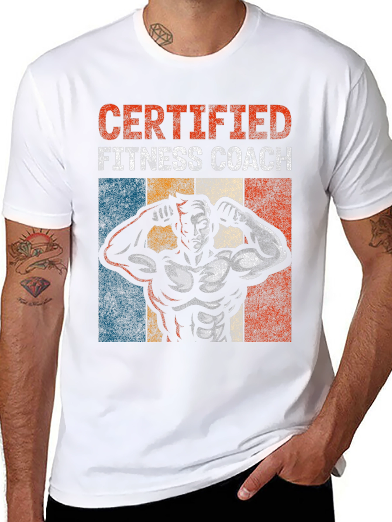 Black Certified Fitness Coach Graphic T-Shirt view 8