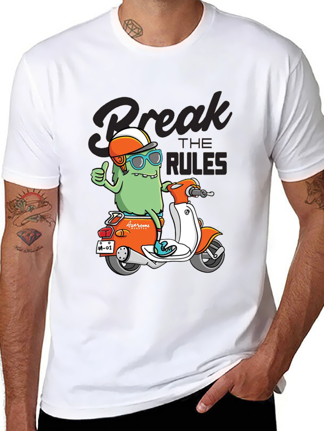 Black Break the Rules Monster Scooter Graphic Tee view 8