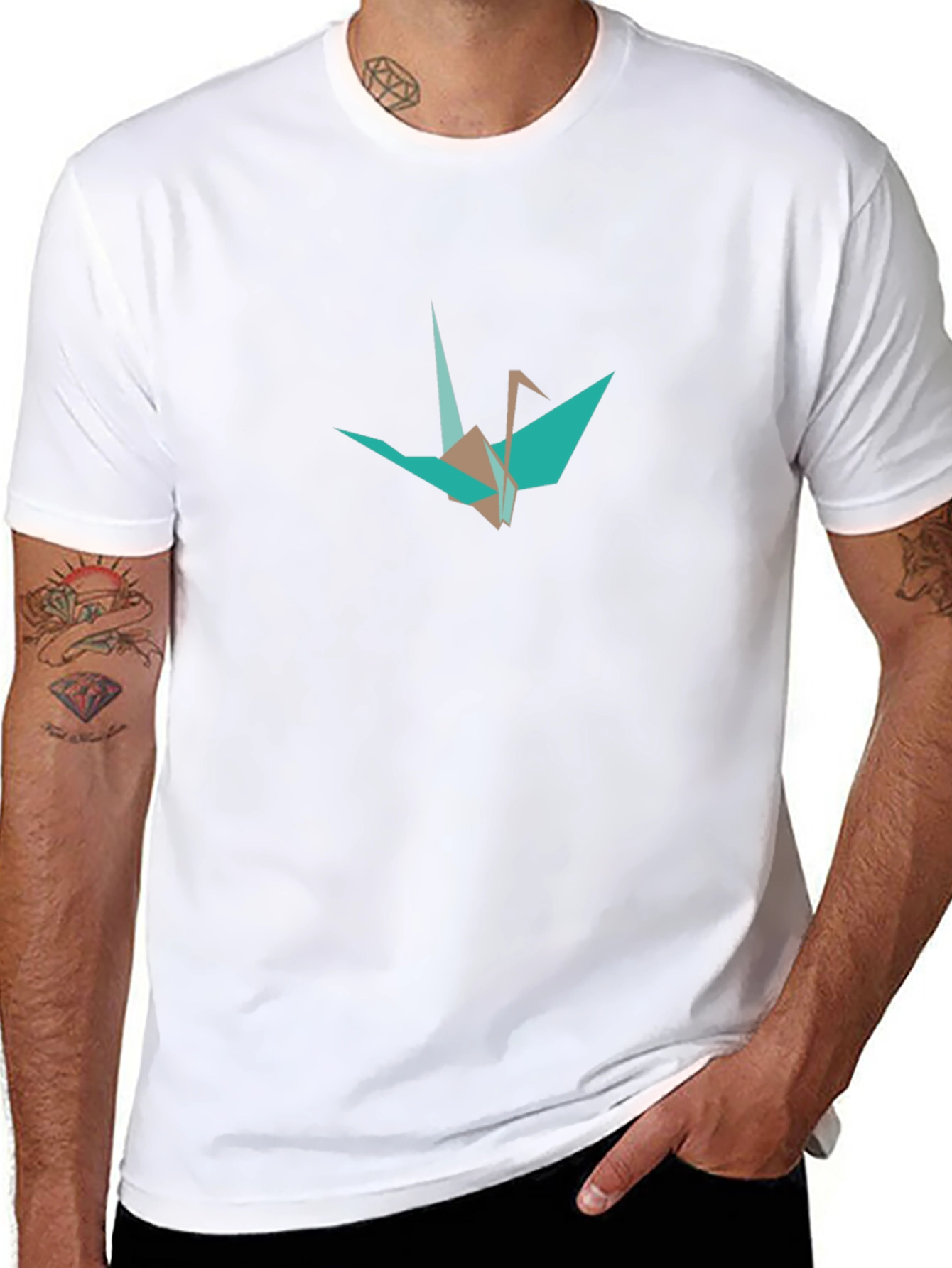 Black Origami Crane Graphic Tee - Stylish Casual Wear view 8