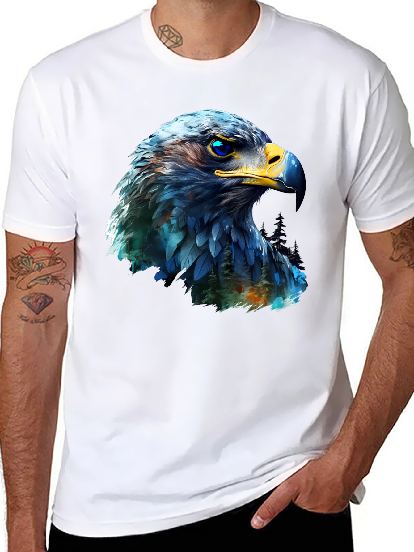 Black Eagle Graphic Print Black T-Shirt view 8
