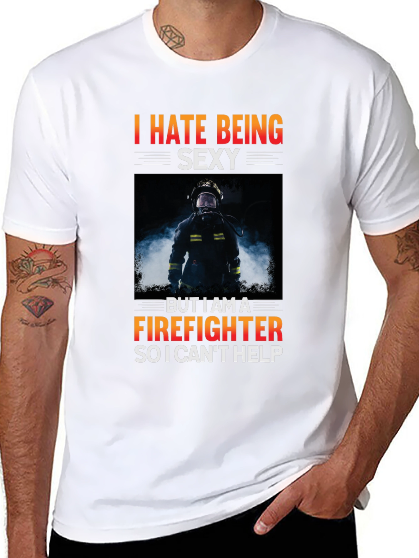 Black Funny Firefighter T-Shirt - I Hate Being Sexy view 8