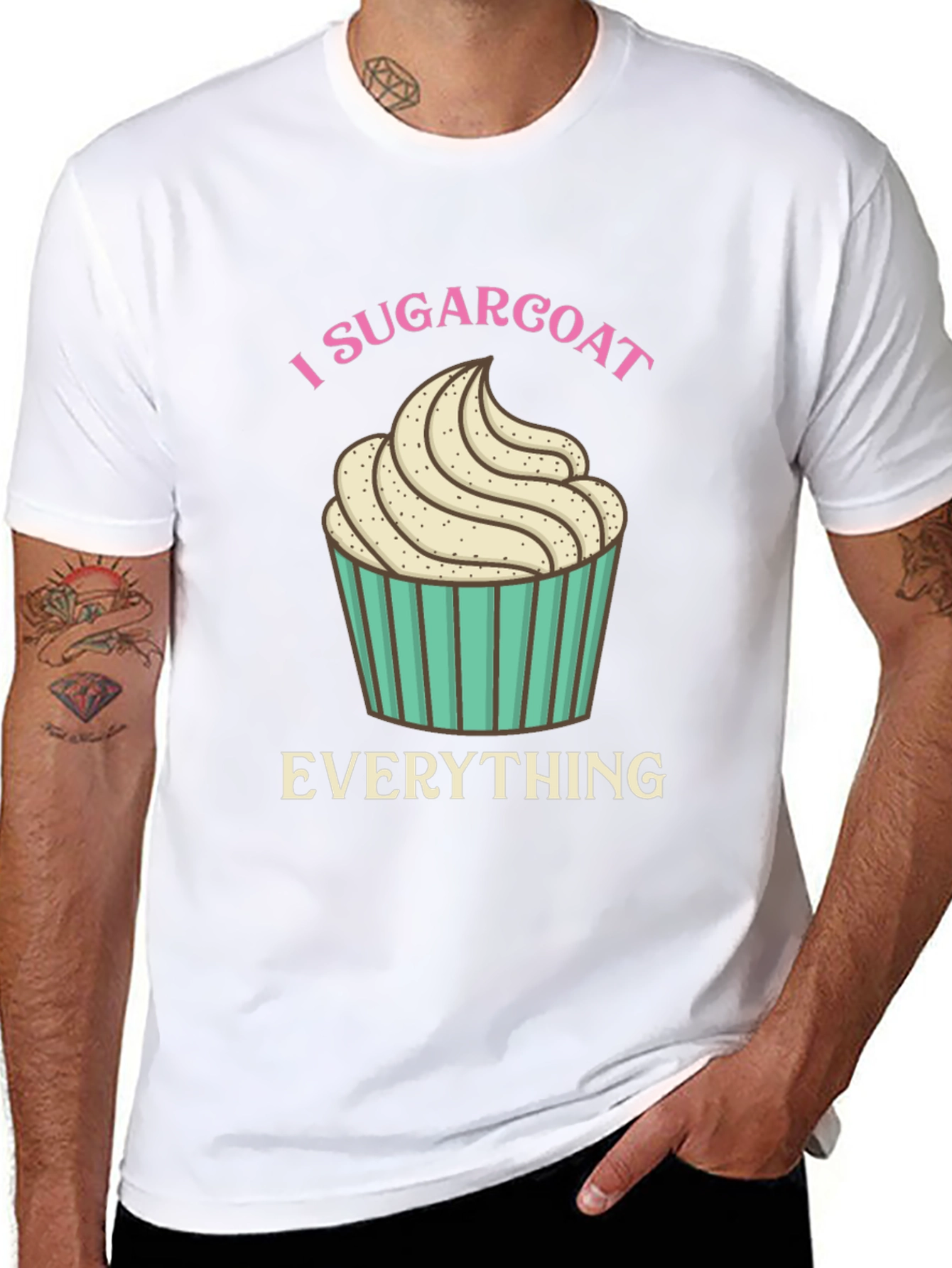 Black I Sugarcoat Everything Graphic Tee - Novelty Cupcake T-Shirt view 8