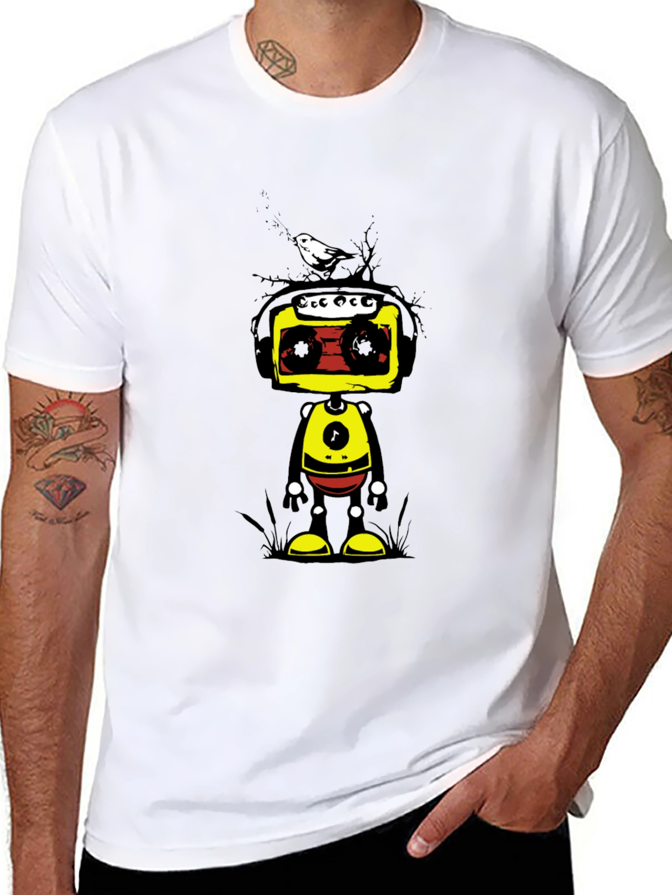 Black Retro Robot Graphic Tee - Unique Design view 8