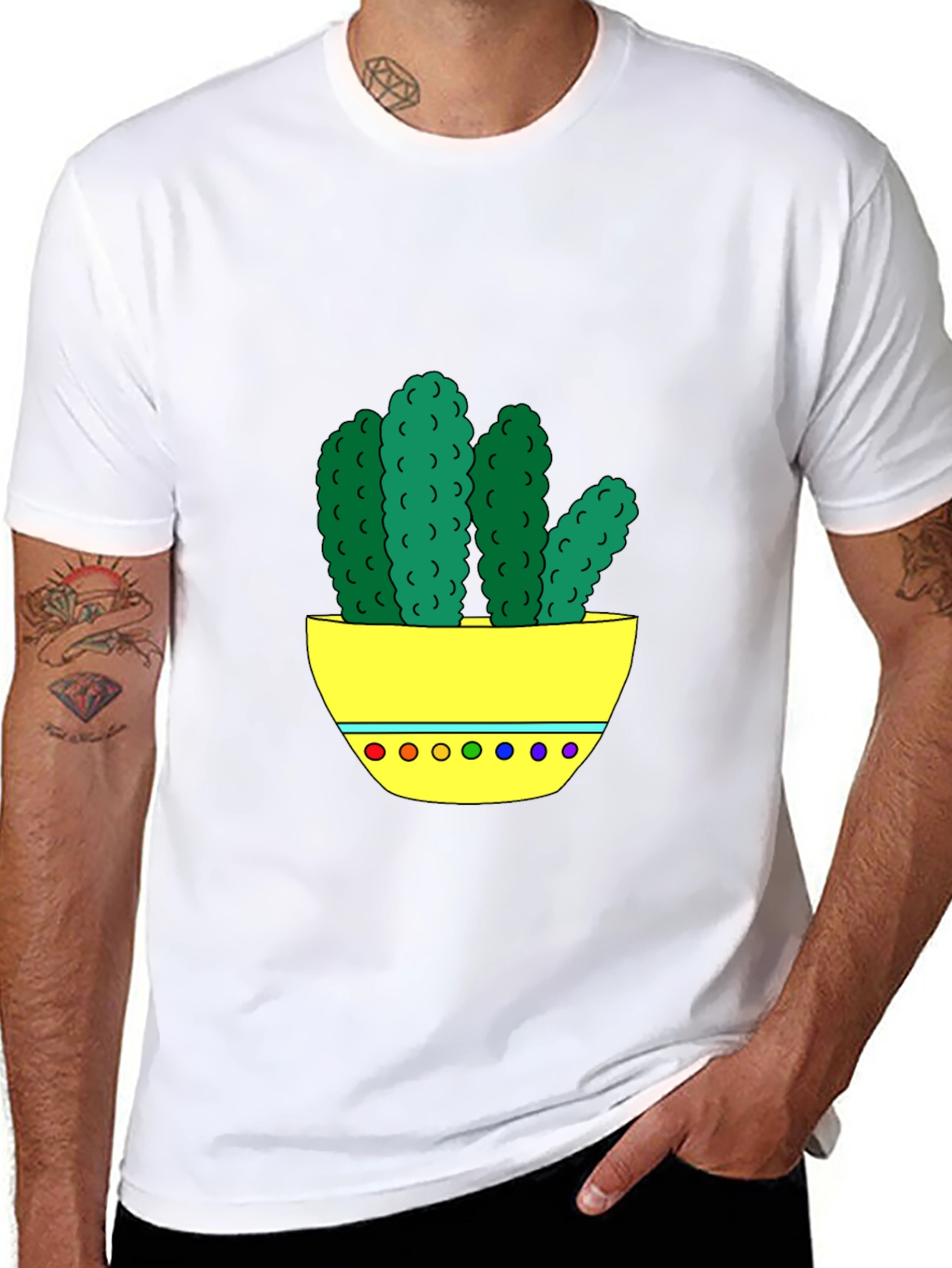 Black Cactus Graphic Tee - Unique Colorful Design view 8